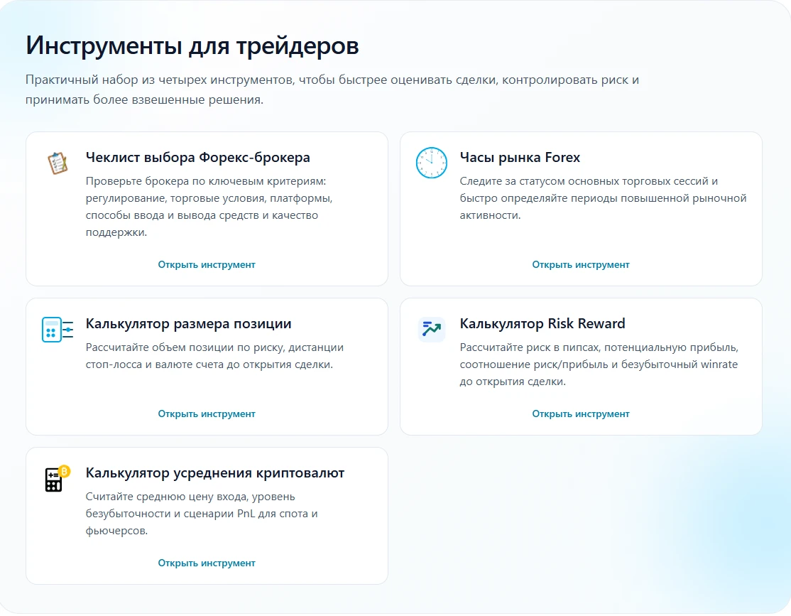 Инструменты для трейдеров от IamForexTrader