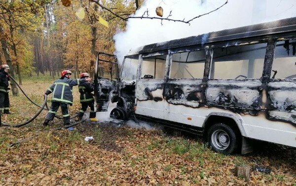 Под Киевом произошел пожар в пассажирском автобусе